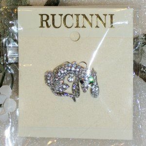 RUCINNI Dog Brooch Swarovski Crystal NIP